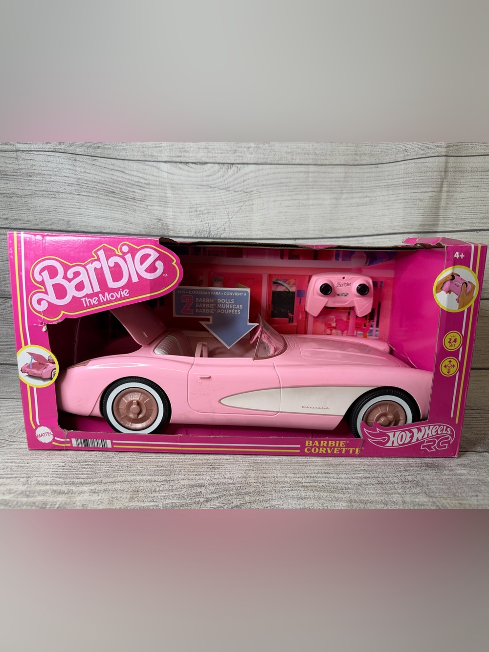Barbie Pink & White Corvette RC Car by Hot Wheels